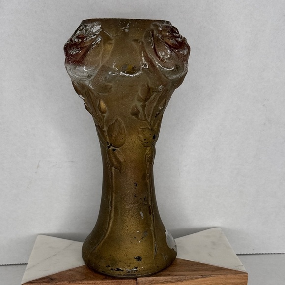 Antique Goofus Glass Vase 1900-1920 - Picture 4 of 10